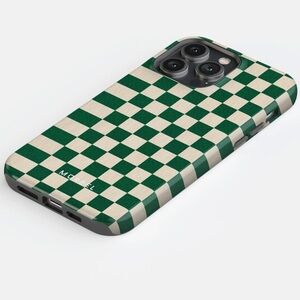 Green and White Checkered iPhone 13 Pro Case Checkmate iPhone Case